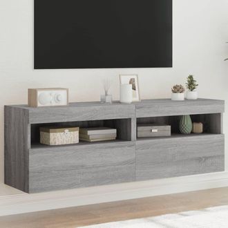 Berkfield Home TV Wall Cabinets with LED Lights 2 pcs Grey Sonoma 60x30x40 cm | Size: 60 x 30 x 40 cm