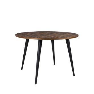 Mathi Design Mesa redonda de madera reciclada y acero negro