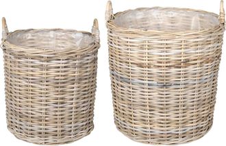 vidaXL Cesta De Maceta Gendt 2 Uds. Gris Natural Rat&aacute;n Kubu Vidaxl