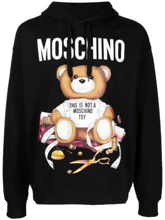 Moschino Teddy Bear organic cotton hoodie - men - Organic Cotton - 48 - Black