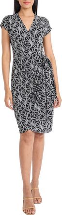 Maggy London Wrap Dress in Black/Ivory at Nordstrom Rack, Size 18 (Similar To 16W)