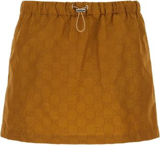 Gucci GG Nylon Rok - Dames - Korte rokken - Bruin - XS - Nylon - Rokken