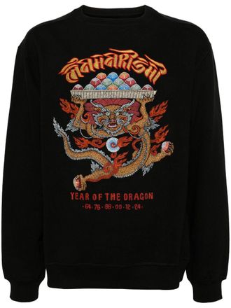 maharishi Abundance Dragon organic cotton sweatshirt - men - Organic Cotton - L - Black