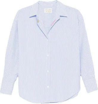 MC2 Saint Barth Light Blue and White Striped Button-Up Shirt