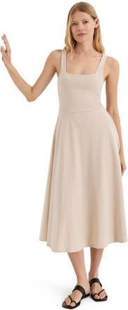 Pact Fit & Flare Square Neck Dress Made With Organic Cotton in Flax Heather at Nordstrom, Size Xx-Large