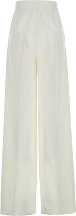 Max Mara Womens White Wide Leg Pants Virgin Wool Trousers