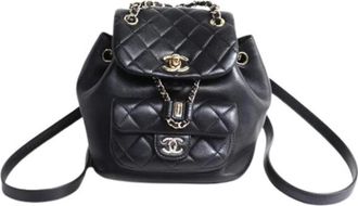Chanel Pre-owned Vintage Rugzak - Dames - Vintage Rugzakken - Zwart - ONE Size - Leer - Vintage
