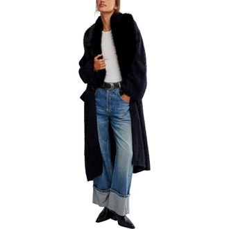 Free People Twice Loved Maxi Cardigan in Solid Black at Nordstrom Rack, Size Small