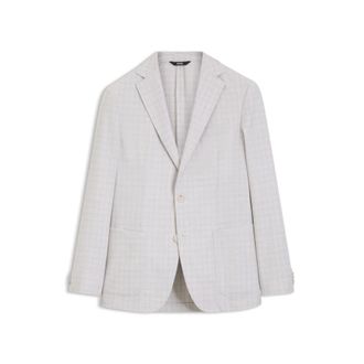 BOSS Slim-fit blazer in checked virgin wool and cotton