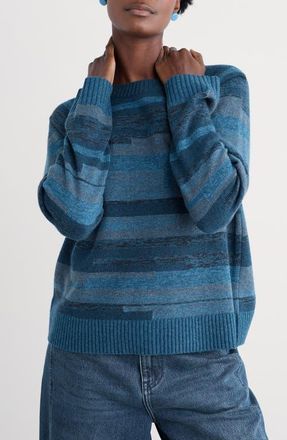 Seasalt Cornwall Shore Dock Stripe Lambswool Blend Crewneck Sweater in Knit Forepeaks Galley Mix at Nordstrom, Size 10 Us