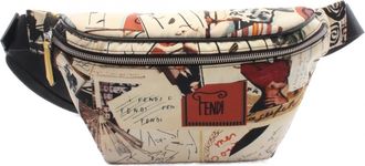Fendi Ivory Multi-Color Nylon Leather Fanny Pack Sling Bag (Pre-Owned)