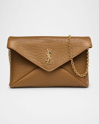Saint Laurent Cassandre Small YSL Pouch on Chain in Calfskin