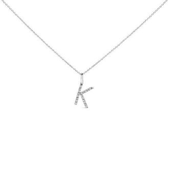 House of Brilliance Sterling Silver Diamond Accent A-Z Initial Pendant Necklace in Sterling Silver |K at Nordstrom