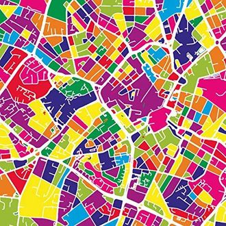 Lumartos Lumartos, Birmingham UK Map Contemporary Home Decor Wall Art Watercolour Print, Print Only, 10 x 10 Inches