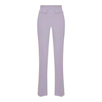 Elisabetta Franchi Wide Trousers, female, Purple, Size: XS Double-stretch Crepe Trousers with Embroidered Logo