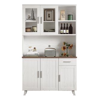 STILVORA Armario, Madera Blanca Con Vetas - Armario Alto 114 X 40 X 190 Cm, Adecuado Para Sala De Estar Y Comedor