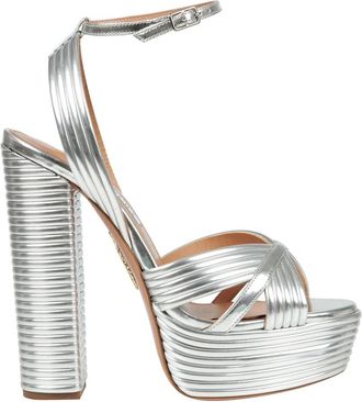 Aquazzura High Heel Sandals, female, Gray, Size: 9 1/2 US High Heel Sandals with Crossed Straps