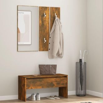 vidaXL Vidaxl - Set De Muebles De Recibidor Madera Contrachapada Roble Ahumado