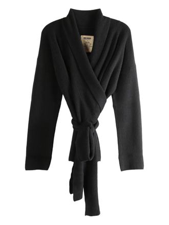 Uma Wang wrap-tie ribbed-knit cardigan - Black
