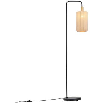 QAZQA Lampada da terra pluni - Japandi - Metallo,Tessuto - Beige/Nero - Sfera Max. 1 x Watt - Qazqa