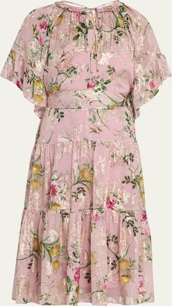 Kobi Halperin Chase Tiered Floral-Print Fil Coupe Dress