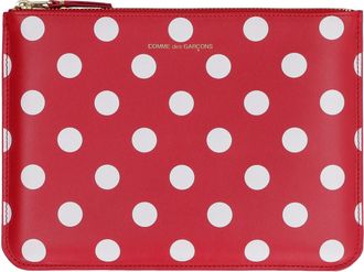 Comme Des Gar&ccedil;ons Mens Leather Pouch Red Cow Hide Clutch Bags