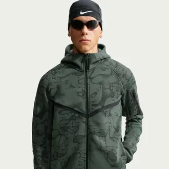 Nike Mens Tech Fleece Full-Zip All-Over-Print Windrunner Jacket in Green | IM6223-303