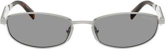 Prada 55mm Oval Sunglasses in Silver /Grey at Nordstrom