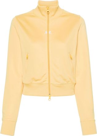 Courr&egrave;ges Interlock logo-embroidered zip-up sweatshirt - women - Polyester/Polyester - S - Yellow