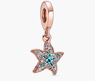 Pandora Starfish Rose Dangle With Icy Blue And Ice Green Crystal