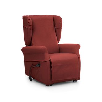 Dmora Butaca Treia, Sill&oacute;n Desenfundable, Reclinable Made In Italy, Brazos, 75x84x107h Cm Rojo Burdeos