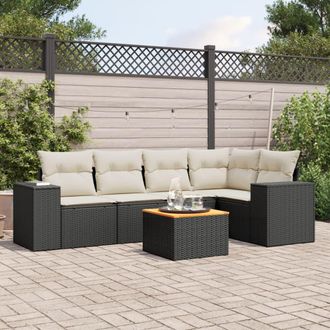 vidaXL Vidaxl - Set Divano Da Giardino 6 Pz Con Cuscini Nero In Polyrattan
