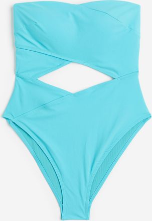 H&M Bandeau-Badeanzug High Leg - Turquoise