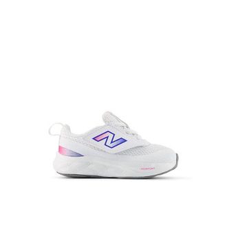 New Balance Ni&ntilde;os Fresh Foam 625 New-B Hook & Loop en Blanco/Rosa/Azul, Malla, Talla 21.5