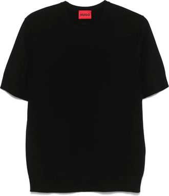 HUGO BOSS T-shirt in maglia fine - Nero