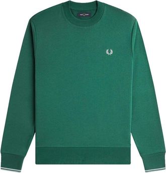 Fred Perry Hoodies & sweatvesten, Heren, Groen, XL, Katoen, Crew Neck Sweatshirt