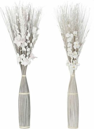 DKD Home Decor Ramo Dkd Home Decor 8424001847440 Flores Gris Blanco Flor Seca (40 X 40 X 150 Cm) (2 Unidades)
