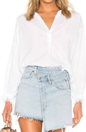 Velvet Jacoba Button Down Top In White
