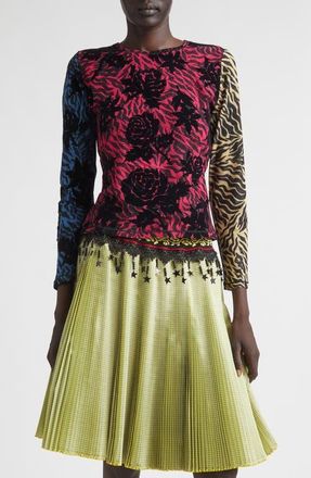 Chopova Lowena Totally Tiger Flocked Mesh T-Shirt in Black Multi at Nordstrom, Size Xx-Small