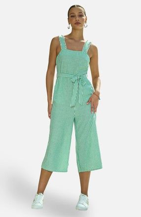 Yumi Stripe Strappy Jumpsuit in Green at Nordstrom, Size 14