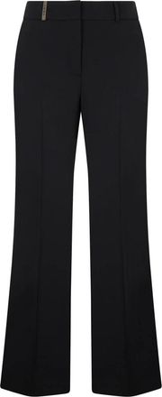 PESERICO Flared broek met achterzakken - Dames - Wijde Broeken - Zwart - XS - Katoen - Broeken