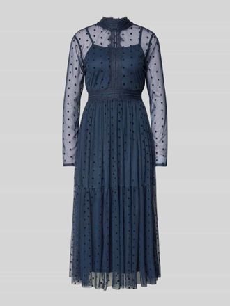 Lace & Beads Cocktailkleid mit Stehkragen in Marine, Größe XXS