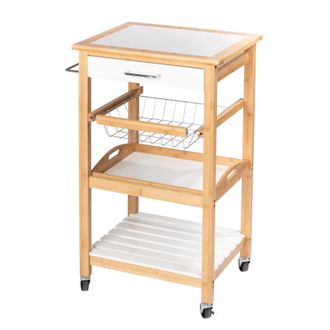 WENKO Finja Carrito De Cocina Blanco Y Madera 49 Cm