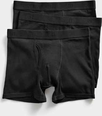 Le 31 Mens 5 classic solid boxer briefs Organic cotton 3-pack