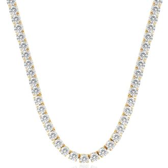 Pompeii3 33 Ct Round-Cut Diamond Tennis Necklace 14K Yellow Gold 18