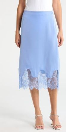 NSR Satin Lace Midi Skirt in Light Blue at Nordstrom Rack, Size X-Small