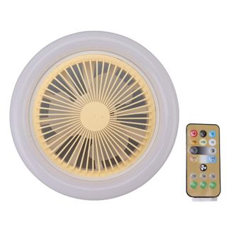 OEM Ventilador De Techo Led De 26 Cm (10,2 Pulgadas) Con Casquillo E27, Luz Y Mando A Distancia, 30 W, 3 Velocidades, 3 Colores, Silencioso, Blanco