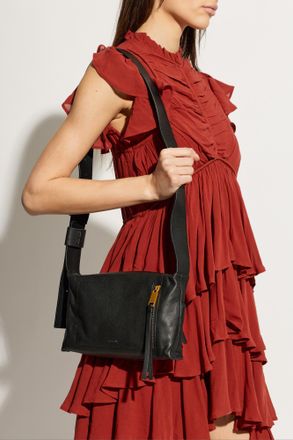 AllSaints Leather Shoulder Bag Alba, Womens, Black