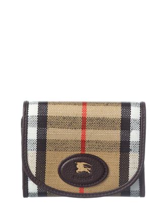 Burberry Highlands Check Canvas & Leather Compact Wallet