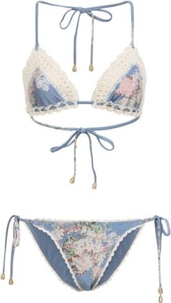 Zimmermann Floral Print Bikini Set With Scalloped Edges